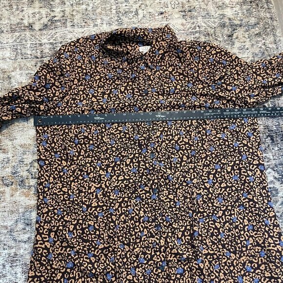 LOGO Lori Goldstein Maxi Dress Womens Sz 2X Plus Brown Leopard Button Oversized - Picture 9 of 13